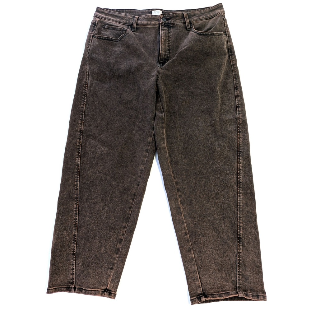 Time and Tru Brown Acid Wash Wide Leg Jeans Plus Size 18 Mineral Wash Denim